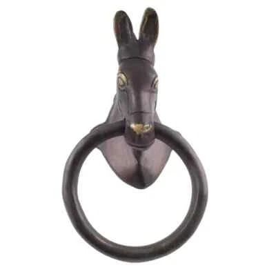 Wild Horse Head Brass Towel Holder In Black Finish 7.90 Inch - Image 1 of 2