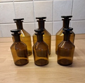 6 Stück alte, kleine Apothekerflaschen, braun - Bild 1 von 4