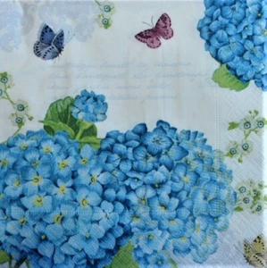 4 servilletas de papel individuales decoupage mesa artesanal hortensia azul 36 - Imagen 1 de 2