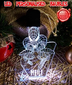 Spiderman Amazing Personalised Christmas Bauble LED Light Up Hanging Decoration - Picture 1 of 13