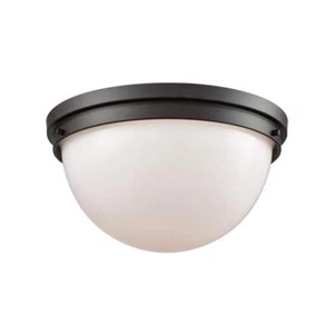 Thomas Lighting Flushmount 2-Light Oil Rubbed Bronze Finish W/ Opal White Glass - Picture 1 of 5