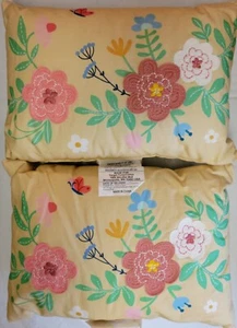 2x Spritz Embroidered Printed Yellow Floral Throw Pillow Lumbar 18 x 12 EASTER - Picture 1 of 14