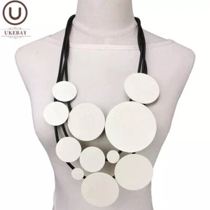 UKEBAY New Wooden Pendant Necklaces Bohemia Design Rubber Necklace Handmade - Picture 1 of 6