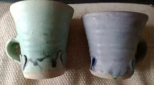 X2 Perry Marsh +Cornwall) studio pottery mugs Stoneware Heart - Picture 1 of 13