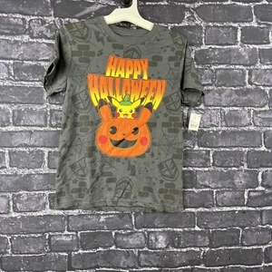 Pokemon Boys MEDIUM Short Sleeve Pikachu Pumpkin Happy Halloween Hybrid - Picture 1 of 13