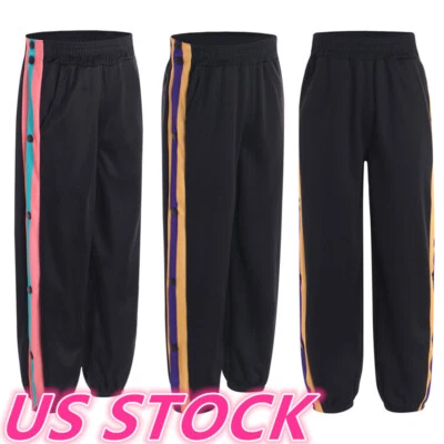 Kids Boy's Basketball Pants Side Split Button Running Sweatpants Jogger Pants - Image 1 of 4