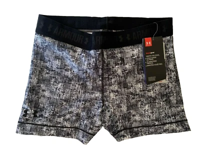 NEW UNDER ARMOUR [M] Women HeatGear 3” Run/Volleyball Shorts-Black/White 1302777 - Image 1 of 2