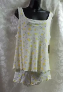 Laura Ashley Plus 2 Pc Pajamas NWT Fruit Pattern Sleeveless Top Elastic Shorts - Picture 1 of 12