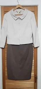 Phase Eight ladies Cream/Brown dress and short Jacket. size 12 - Picture 1 of 9