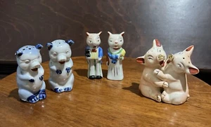 Saleros y pimenteros antiguos para cerdos - Hechos en Japón - 3 juegos - Imagen 1 de 17