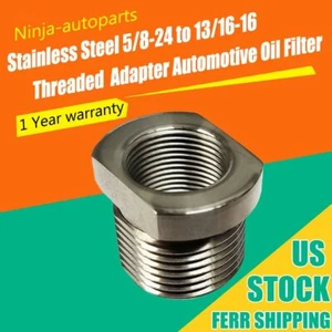 5/8-24 to 13/16-16 Threaded Automotive Oil Filter Adapter - Stainless Steel - US - Picture 1 of 6