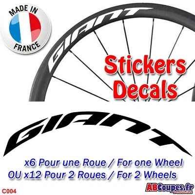 Autocollants jantes vélo GIANT - Sticker Roue Carbone Advanced SL PRO TCR - C004
