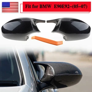 For 2005-2008 BMW E90 E91 328i 335i Pre-LCI Carbon Fiber Side Mirror Cover Cap C - Foto 1 di 12