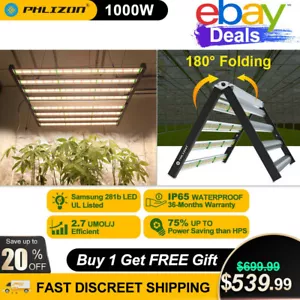 PHLIZON 1000w LED Grow Light Bar LM281B Full Spectrum Indoor GrowingLamp - Picture 1 of 12