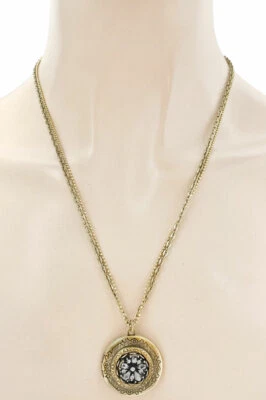 Collar Colgante Medallón Redondo Piruleta Cristal Hematita Por Sweet Romance Hecho en EE. UU. Foto 1 de 4