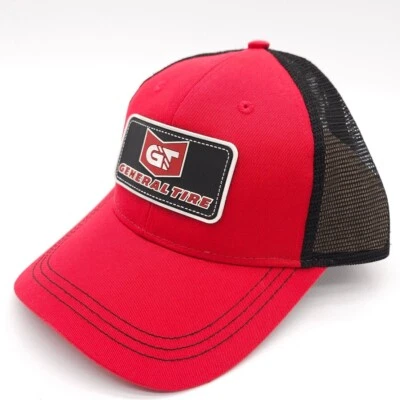 General Tire Malla Correa Camionero Parche Sombrero Gorra de Pelota Rojo Negro Ajustable Nuevo Foto 1 de 4