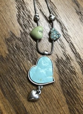 Vintage Pilgrim Danish Necklace, Silver Plated, Leather Heart, Charm Style - Image 1 of 4