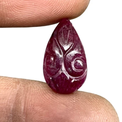 10.50 Cts Unheated Natural Ruby Pear Hand Carved Magnificent Loose Gemstone - Image 1 of 4