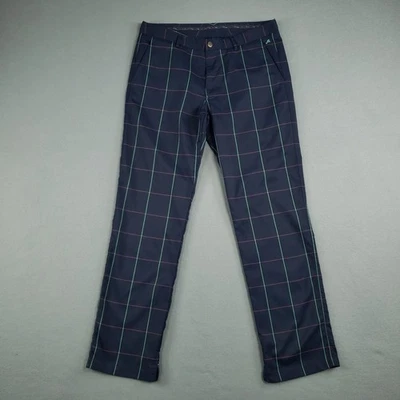 Bonobos Maide Golf Pants Men's 34 X 32 Blue Green Burgundy Check Zip Ankle Flat - Image 1 of 4