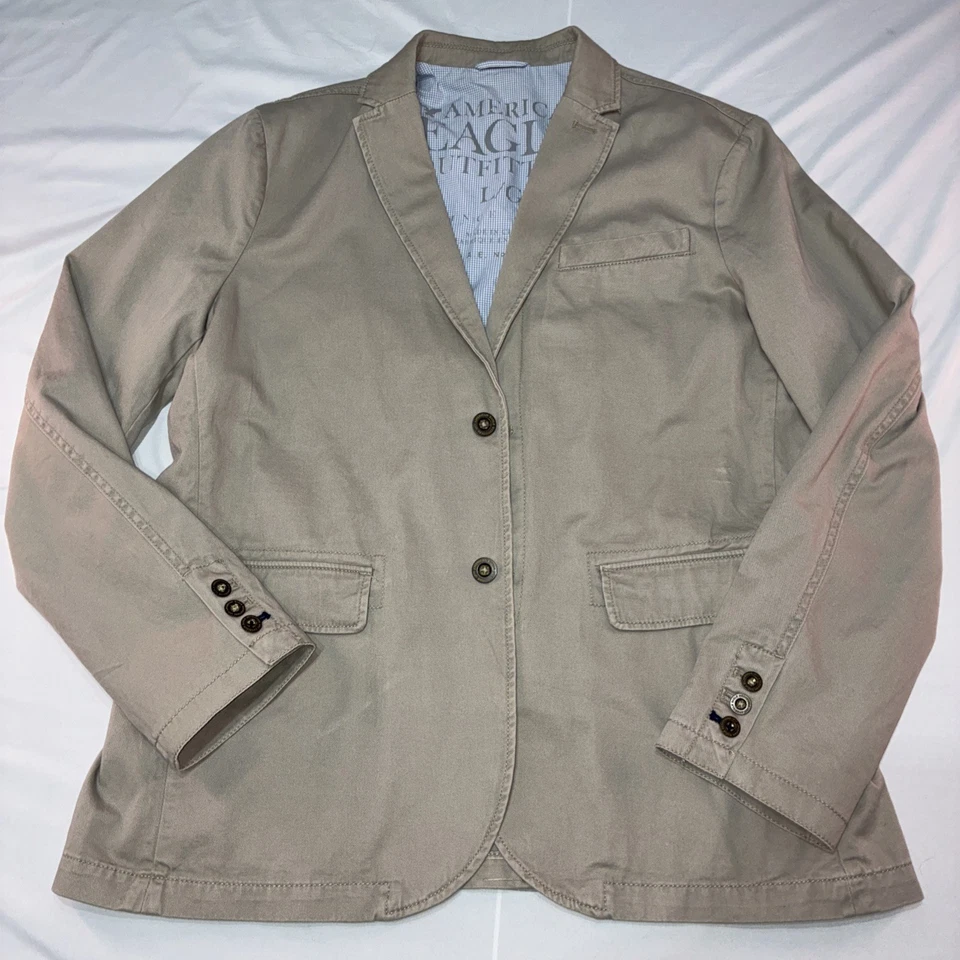 Blazer de algodón American Eagle chaqueta deportiva de diseñador para hombre grande caqui Foto 1 de 4