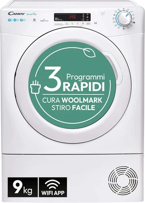 Smart Pro Asciugatrice 9 Kg a Pompa Di Calore, Libera Installazione, Classe E, C - Immagine 1 di 4