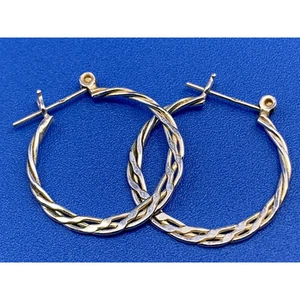 Orecchini a cerchio vintage sterling marcati MO intrecciati - Foto 1 di 5