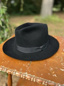 Vintage Stetson Style Master 7 3/8 (59) Black Fedora Post 1970s - Picture 1 of 10