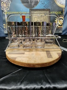 Bicchieri Kimiko Highball Silver Knight Shield set di 7 in caddy rack originale - Foto 1 di 9