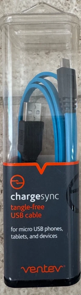 Ventev CABLEMCRBLUVNV Charge/Sync Tangle Resistant Micro USB Data Cable - Image 1 of 4