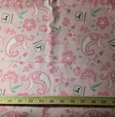 John Deere Pink Bandana Cotton Craft Sewing Fabric FQ 18" x 21" Out of Print New - Image 1 of 2