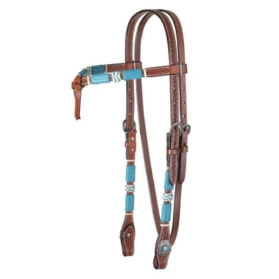 CIRCLE Y Turquoise Roundup Regular Oil Futurity Browband Headstall (1025-09-S4) - Image 1 of 4
