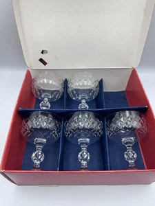 Bristol Fine Cut Bohemia Crystal Glasses Vintage Champagne Saucers. Boxed x 5 - Picture 1 of 6
