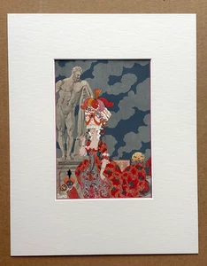 Original George Barbier 1928 Hand-Colored Pochoir Print: "Cortège" in 11x14 Mat - Picture 1 of 3