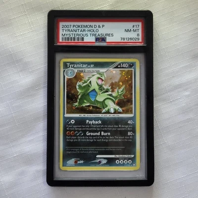 2007 POKEMON DIAMOND & PEARL MYSTERIOUS TREASURES 17 TYRANITAR HOLO PSA 8 NM-MT - Image 1 of 4