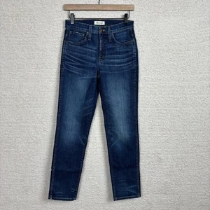 Pantalones de mezclilla Madewell para mujer 26 azules ajustados rectos tiro medio bigotes cremallera mosca - Imagen 1 de 14