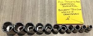 RARE 11 PC MIXED SET-10 CRAFTSMAN INDUSTRIAL, 1 CRAFTSMAN 3/8 DRIVE SAE SOCKETS - Picture 1 of 10