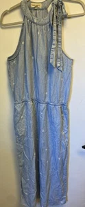 Cloth & Stone Anthropologie Halter Tencel Jumpsuit Size Medium Blue Polka Dot - Picture 1 of 12