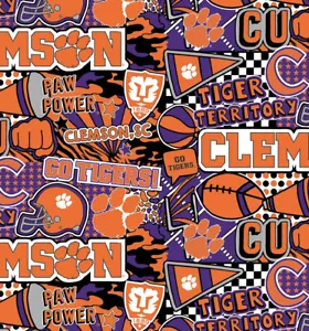 FANÁTICO DE TELA DE ALGODÓN CLEMSON TIGRES POP ART TAILGATING FAVORITO NCAA ENVÍO GRATUITO - Imagen 1 de 9