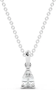 14K Gold Lab Grown 1/5CT Diamond Dangling Pear Pendant Necklace - Picture 1 of 30