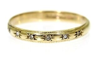Vintage Diamond 9ct Yellow Gold Stacking Band Ring size P ~ 7 3/4