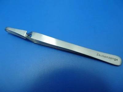 ZECKENZANGE Zeckenpinzette schmal Edelstahl rostfrei z.B. für Hund und Katze NEU - Bild 1 von 3