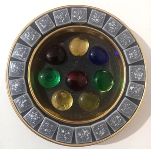 Brass Tone Ashtray - Colourful Glass Pebbles - 4", Vintage, Retro - Picture 1 of 2