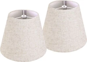 GOSO Set of 2 Small Beige Lamp Shades for Table Lamps,Wall Mount Natural Fabr... - Picture 1 of 9