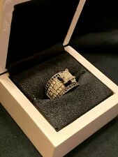 4 carat tw diamond ring, 14k white gold, white and black diamonds, princess cut