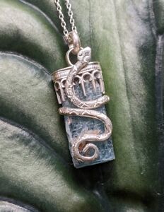 Kyanite Natural Gemstone And  Snake Sterling Silver Handmade Necklace  .A4