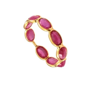 Natural 4x6 Ruby Eternity Band Ring with 18k Solid Gold Handmade Band Ring - Picture 1 of 2