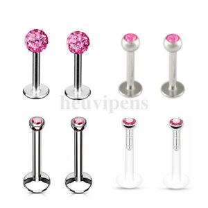 8X Crystal Ball Lip Monroe Labret Tragus Bar Ring Ear Studs Piercing Jewelry Set