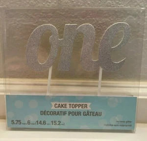Creative Converting 1St Birthday "One" Cake Topper Silver Shimmer  6" x 5.75" - Picture 1 of 3
