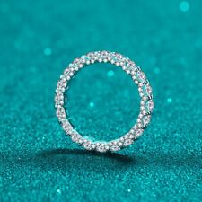 D Color Real Moissanite Eternity Wedding Band Ring Women Solid 18K White Gold