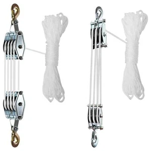 Rope Pulley Hoist for Heavy Lifting Block and Tackle Pulley System - Picture 1 of 15
